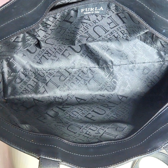 VTG Furla Authentic Black Leather X Large Tote Bag Satchel Made in Italy - Picture 7 of 15